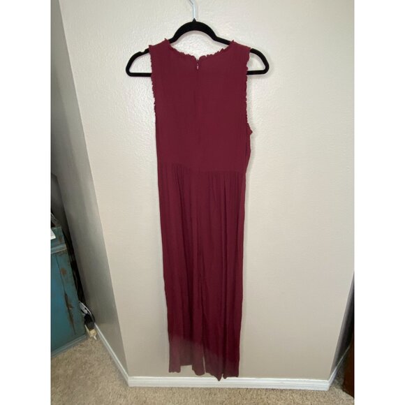 MADEWELL Womens Burgundy‎ Sleeveless Pantsuit With Button Front 4 Viscose - Picture 4 of 8